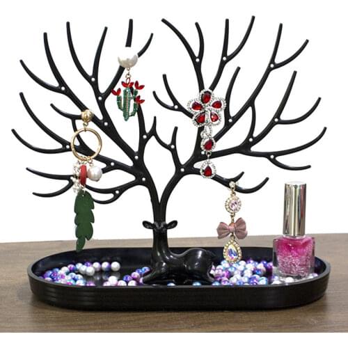 Black White Pink Rose Red Deer Earrings Necklace Ring Pendant Bracelet Jewelry Cases&Display Stand Tray Tree Storage Jewelry