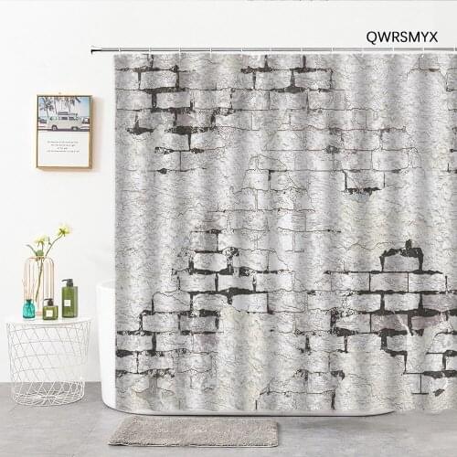 Weathered White Stone Wall Shower Curtains 3D Building Structure Bathroom Decor Curtain Bathtub Accessories Bathroom Products