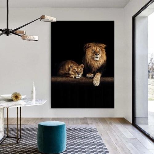 Animal African Wild Lion Family Canvas Painting Wall Art Nordic Posters and Prints Wall Pictures for Living Room Decoration