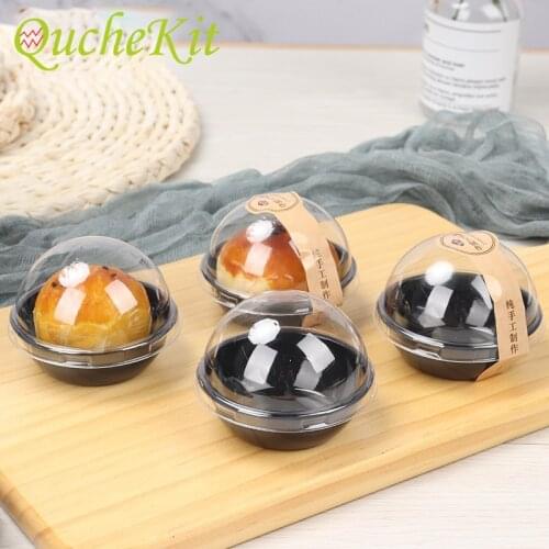 100Sets Clear Transparent Moon Cake Cupcake Packaging Box Christmas Wedding Party Cake Package Egg-Yolk Puff Container