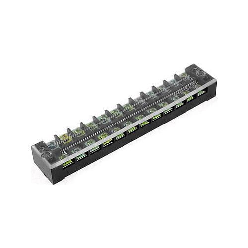 12-Position 600V 25A Dual Row Barrier Block Screw Terminal Strip