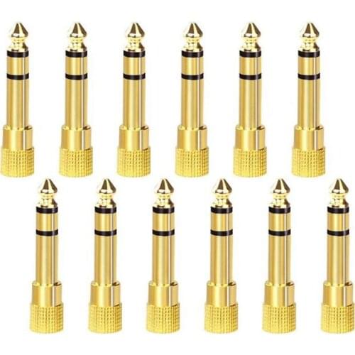 12-PACK 6.35mm (1/4 inch) Male to 3.5mm(1/8 inch) Female Stereo Jack Adapter,Gold Plated 3-Conductor TRS AUX Plug
