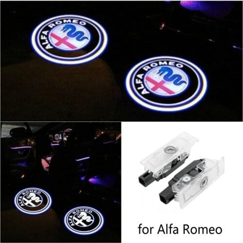 2pcs for Alfa Romeo 159 LED Car Door Welcome Light Logo Projector for Alfa Romeo 147 156 Giulietta Giulia Mito Stelvio Brera Spider