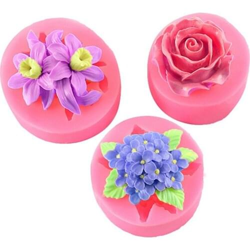 3D Rose & Lily Flower Silicone Mold Polymer Clay Soap Candy Chocolate Cookie Baking Mould Cupcake Topper Fondan Decorating Tools