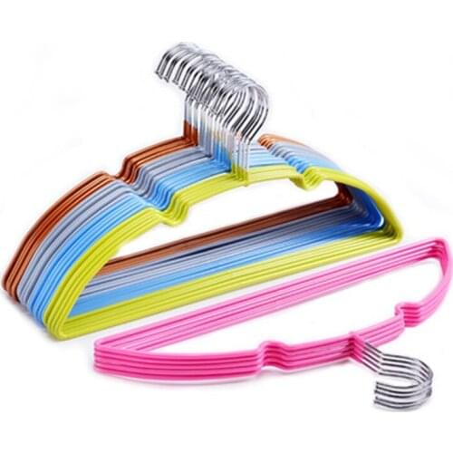 40 cm 10 pcs/lot Traceless PVC Coated Clothes Hangers Non-slip Coat Hanging with Concave Convex Design Stainless Steel Suit Rack