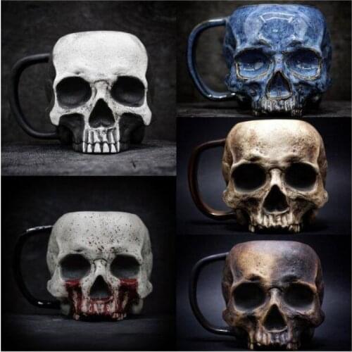 480ml Skull Head Coffee Mug Water Cup for Halloween Home Bar Club Whiskey Wine Vodka Beer Wine Glass Water Mug Horror Home Decor