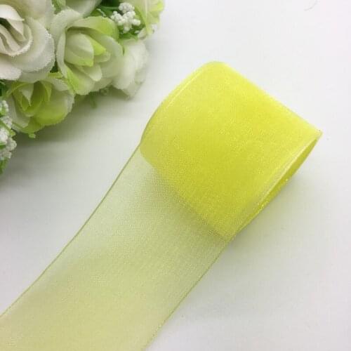 5 Yards/Lot 1-1/2" (38mm) Yellow Organza Ribbon Bow Hair Wedding Decoration Lace Crafts