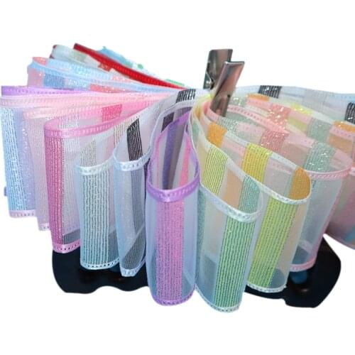 5yards/lot 38mm Rainbow Stripes Bilateral Flower Transparent Organza Ribbon for DIY Crafts Supplies Wedding Decor Accessories