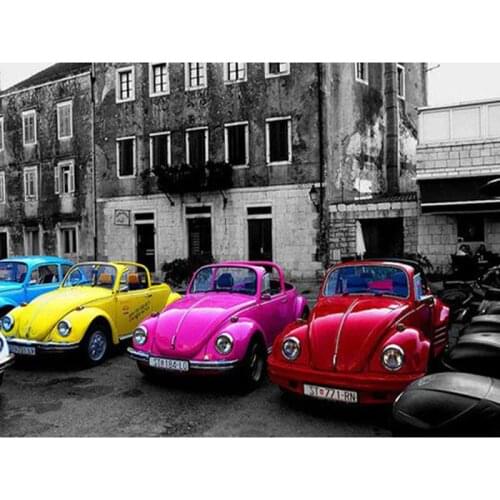 5d diy Diamond Painting Cross Stitch Retro car street,Square full Diamond Embroidery 3d Diamond Mosaic Patterns home decoration