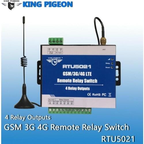 Wireless GSM 3G 4G Relay switch SMS Remote Controller 4 Relay Outputs SMS APP Timer Web setting IoT Gateway Alarm System RTU5021