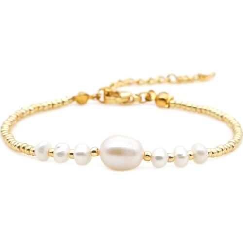GO2BOHO Bracelet Women Fresh Water Pearls Bracelets Handmade Pulseras Moda Jewelry Gold Color High Quality Miyuki Beads Armband