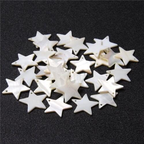 22mm White MOP Star Shape Charms Natural Mother of Pearl Shell Pentagram Loose Beads for Jewelry Making DIY Bracelet Necklace