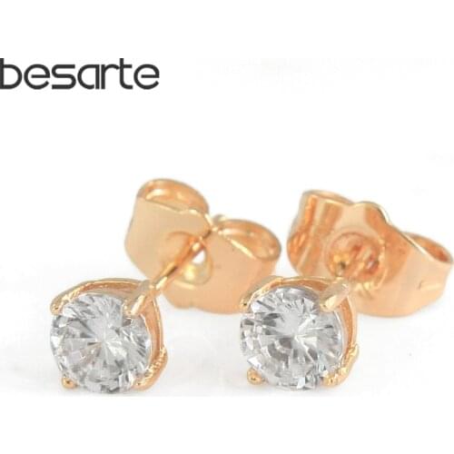 Zirconia Stud Earrings For Women Pendiente Aretes Boucle d oreille Oorbellen Orecchini Brinco Ouro Gold Earings Jewellery E0101