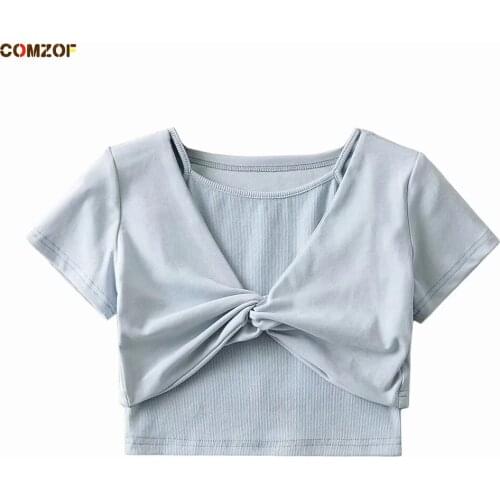 Женские укороченные футболки COMZOF China At AliExpress