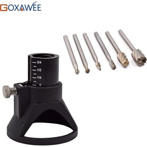 GOXAWEE Electric Hand Drill Power Tools Wood Milling Burrs Cutter Set 6pcs with Drill Dedicated Locator For Dremel Accessories