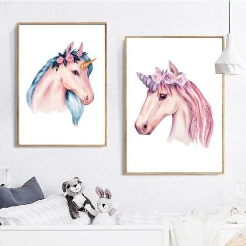 Cartoon Classical Unicorn Animal Wall Art Canvas Painting Posters And Prints Nordic Poster Nursery Wall Pictures Kids Room Decor