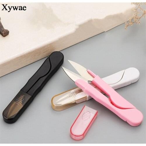 3Pcs Wear Cover Handle Safety Sewing Scissors Thread Yarn Cutting Scissors Embroidery Cross Stitch Accessories U Shape Scissors