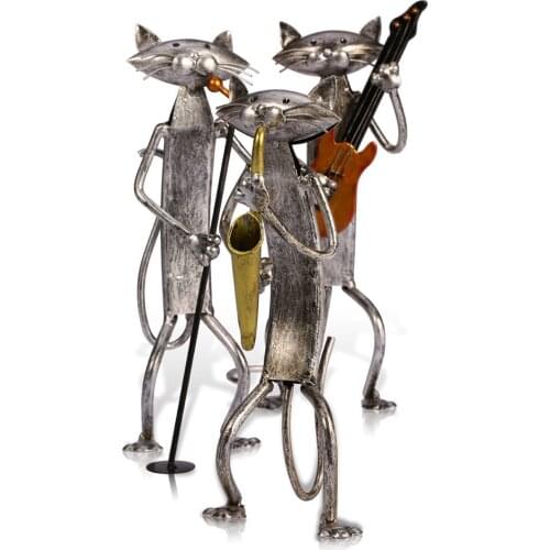 Cats Figurines Crafts Handmade Metal Sculpture Collection Iron Home Decoration Accessories Creative Gift