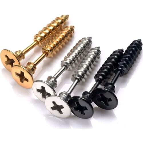 ISINYEE Fashion Small Screw Stud Earrings Hip Hop Punk Earring For Women Men Man Stainless Steel Spike Ear Brincos 2018 Jewelry