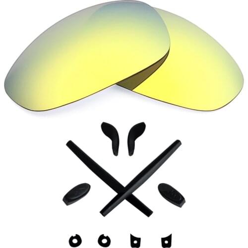Mryok POLARIZED Replacement 24K Gold Lenses and Black Rubber Kit for-Oakley Juliet X-Metal Sunglasses