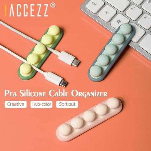 !ACCEZZ 2021 New Cable Organizer Desktop Pea Silicone USB Cable Winder Tidy Management Clips Holder For Mouse Keyboard Earphones