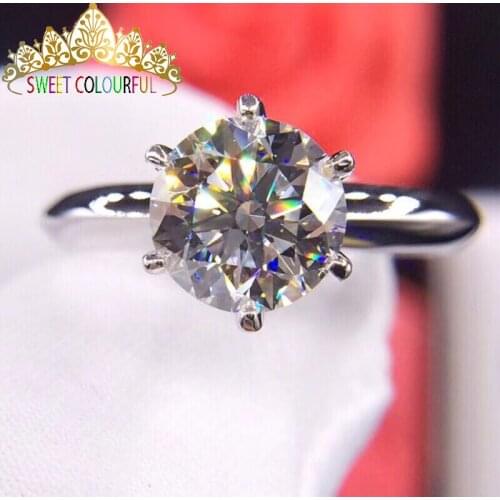 Wedding 100% Moissanite Diamond Ring Genuine 18K 750 Gold D color VVS MO-0014
