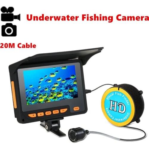 Original 20M 1000TVL Fish Finder Underwater Fishing Camera Video Monitor Anti Sun shine Shielf Sun visor 8 Infrared IR Light DVR
