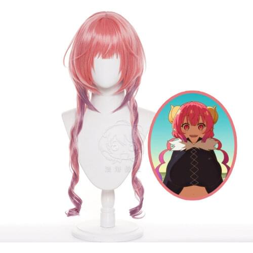 70cm Anime Miss Kobayashis Dragon Maid Iruru Cosplay Wig Pink Wig Synthetic Hair Heat Resistant Wig