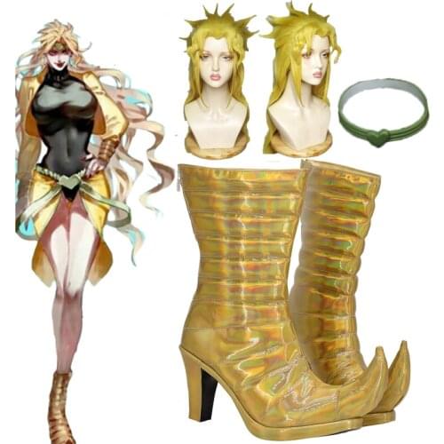 JoJo‘s Bizarre Adventure Dio Brando Cosplay wig Shoes Headwear Boots Halloween Costumes Accessory Custom Made Props wig