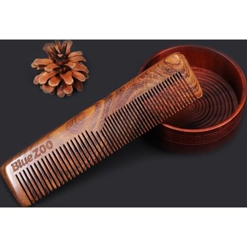 Durable Portable Anti-static Natural Sandalwood Fragrance Comb for Men' Beard Mustache Hair Daily Use
