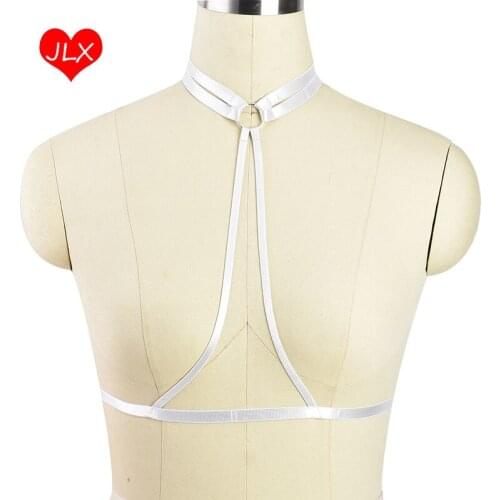 Sexy White Body Harness Lingerie Elastic Adjust Back Strappy Tops Bondage Cage bra Fetish Erotic Club Party Dance Rave Wear
