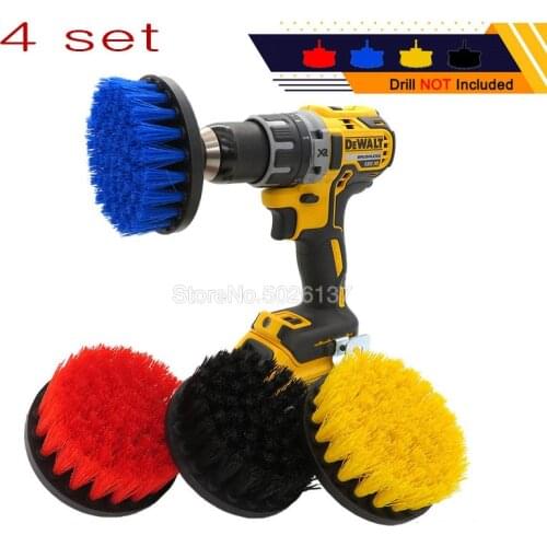 4set Electric Scrubber Brush Drill Kit Plastic Round Cleaning For Carpet Glass Car Tires Nylon Brushes 4PCS Set Shower Bathroom