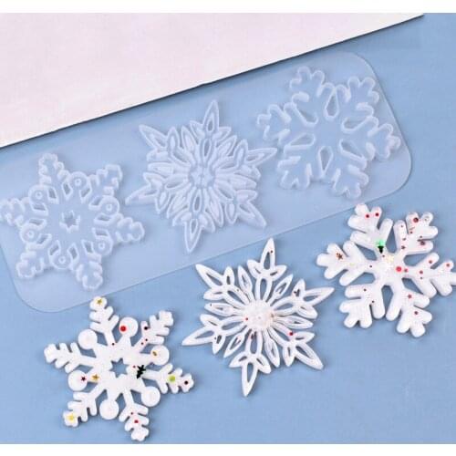 SNASAN Silicone Mold Pendant Snowflake Christmas Ornaments Jewelry Making DIY Tool UV Epoxy Resin Casting mould Decorative Craft
