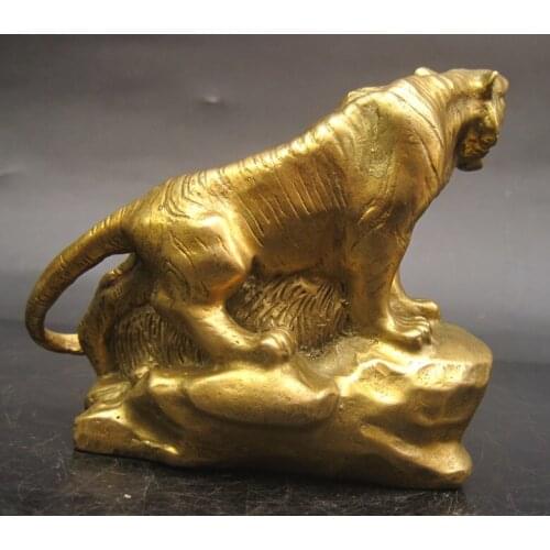 Tigre de bronce auspicioso suerte decoración feng shui cobre tigre decoración artesanías de cobre