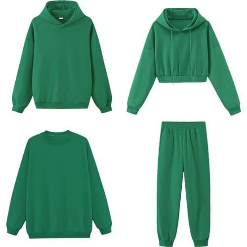 Toppies 2021 Autumn Winter women fashion long sleeve Fleece Hooded Sweatshirts + Fleece warm pants Solid color Sportswear