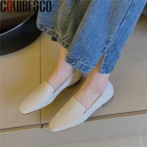 COVIBESCO Spring Summer 2021 Women Pumps High Quality Genuine Leather Concise Casual Low Heels Working Shoes Woman Classic Basic