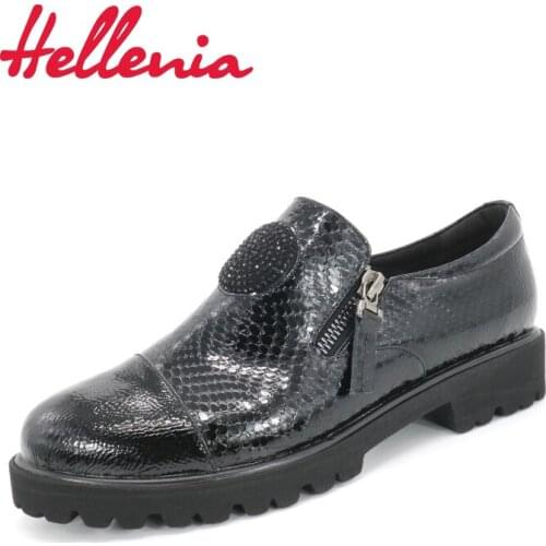 Hellenia shoes woman high quality, 36-40, black Colour, round toe, medium square heels, Beading Decorated Handmade Casual Shoes