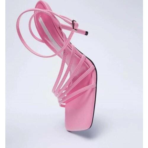 High Heel Sandal for Women Low-Heeled Shoes With Strap Large Size Suit Female Beige 2021 Summer High-heeled Low-heeled New Big B