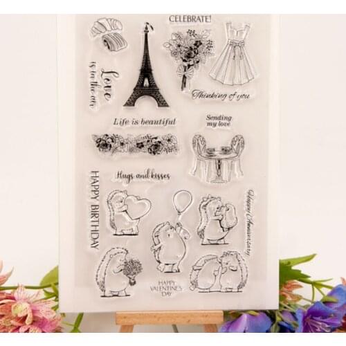 1pc Hedgehog Transparent Clear Silicone Stamp Seal Cutting DIY Scrapbooking Rubber Coloring Embossing Diary Decoration Reusable