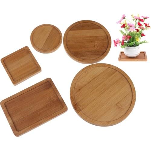 1PCS Natural Bamboo Round Square Bowls Plates For Succulents Pots Trays Base Stander Garden Decor Home Decoration Crafts