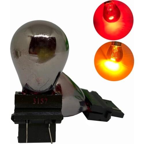1pcs T25 3157 12V 21/5W Silver Chrome Car External Turn Signal Bulb Halogen Lamp Brake Light Amber red Taillight