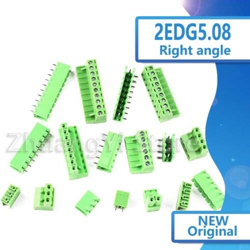 10 set 2EDG5.08 2/3/4/5/6/7/8/9/10/11/12/13/14/15/16Pin Right Angle 5.08mm Pitch Connector Pcb Screw Terminal Block