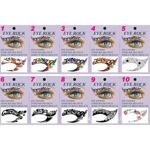 10 pair/set Exclusive styles party makeup Eye rock Face Tattoo Waterproof disposable eye shadow sticker performance party tattoo