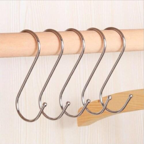 10PCStainless steel round S-shaped hook kitchen pot pot rack hanger clothe closet storage rack kitchen tool bathroom storage bag