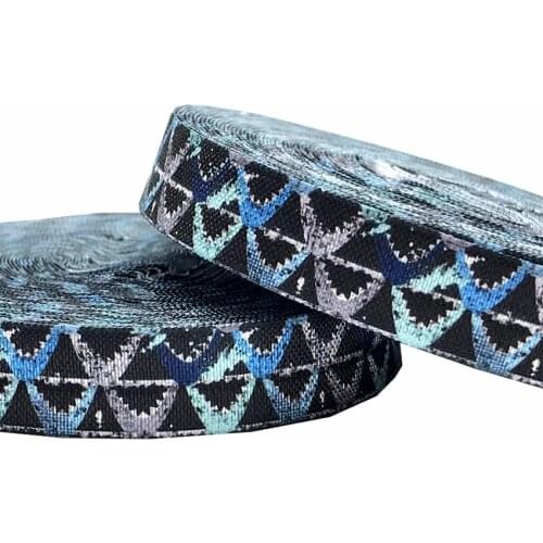 16mm 10yard Shark Tooth Print Fold Over Elastic Geometry FOE Webbing DIY Handmade Clothing Accessories, Headwear Elastic Band
