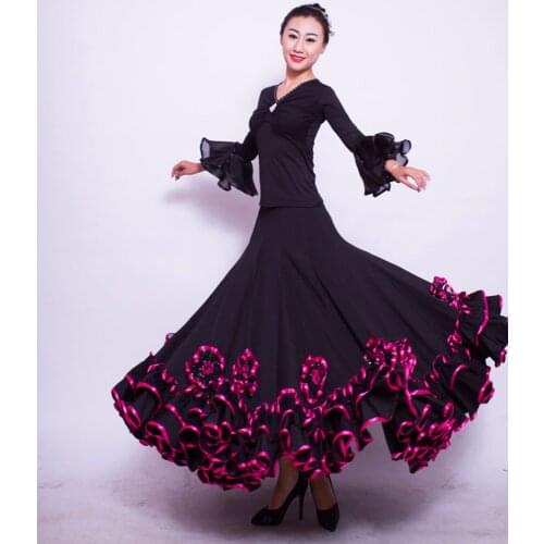 2018 Beauty Woman Ballroom Dance Skirt 6Color rose/blue/red Original Design Suitable For Waltz /Tango Lady Clothes 5037