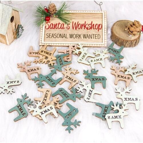 24PCS New Year 2020 Angel Wooden Pendants Star Xmas Tree DIY Christmas Decorations For Home Kids Gift Hanging Drop Ornaments