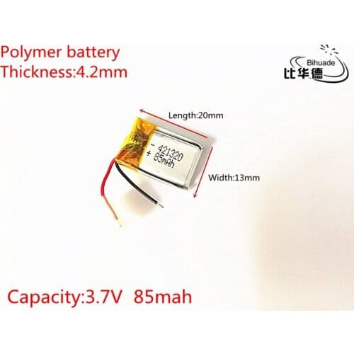 3.7V,85mAH,421320 PLIB; polymer lithium ion / Li-ion battery for GPS,mp3,mp4,mp5,dvd,bluetooth,model toy mobile bluetooth