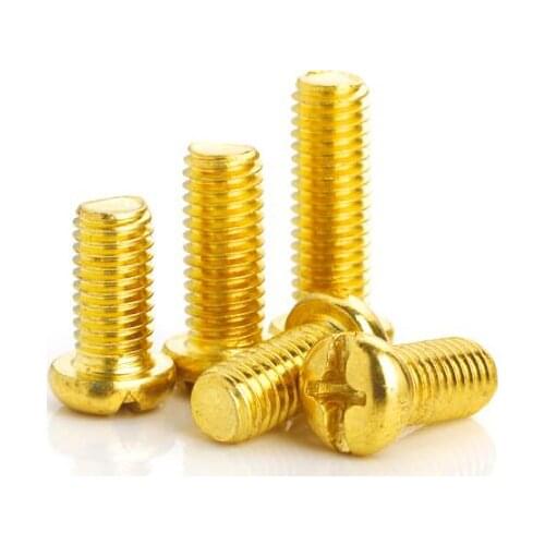 30pcs M3 copper brass screws machine screw cross recessed pan round head wood bolt furniture decoration bolts 18-35mm length