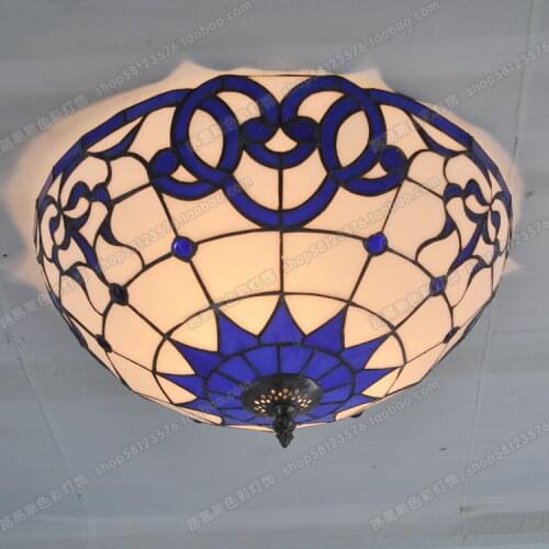 40CM blue and white porcelain pattern Tiffany ceiling living room bedroom balcony Opple simple lighting glass lamps Porch lamp